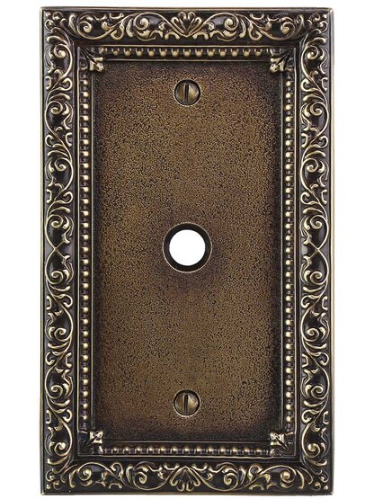 Alternate View of Floral Victorian Cable Jack Cover Plate in Antique-By-Hand.