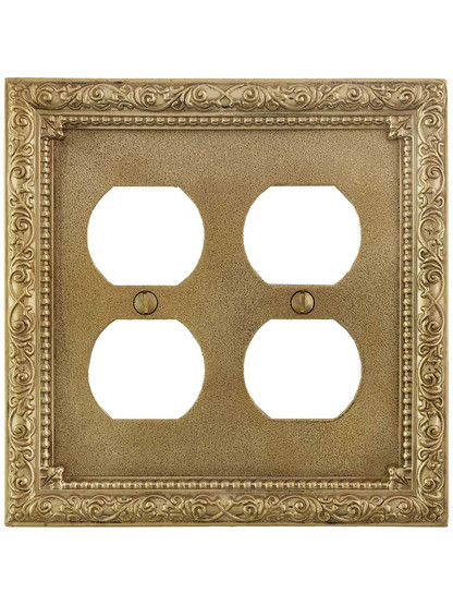Alternate View of Floral Victorian Double Gang Duplex Outlet Cover Plate.