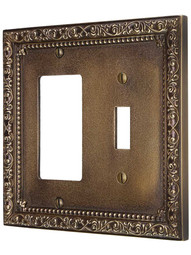 Floral Victorian Toggle/GFI Combination Switch Plate in Antique-By-Hand.