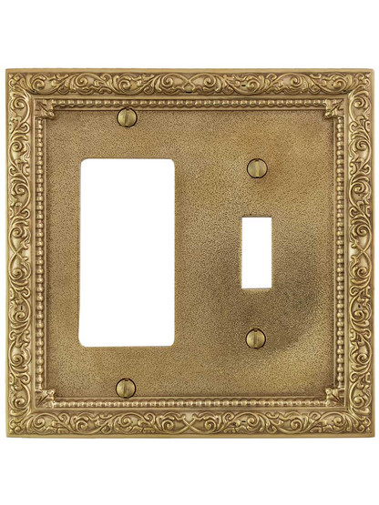 Alternate View of Floral Victorian Toggle/GFI Combination Switch Plate.