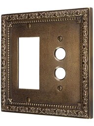 Floral Victorian Push Button/GFI Combination Switch Plate in Antique-By-Hand.