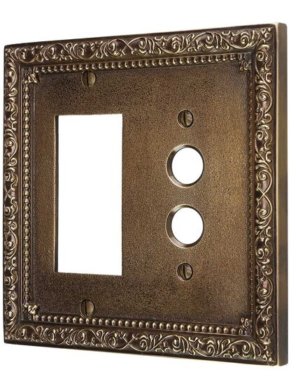 Floral Victorian Push Button/GFI Combination Switch Plate in Antique-By-Hand.