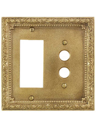 Alternate View of Floral Victorian Push Button/GFI Combination Switch Plate.