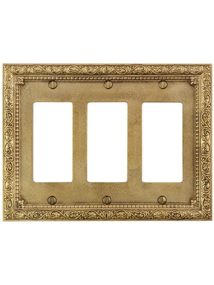Alternate View of Floral Victorian Triple Gang GFI Cover Plate.