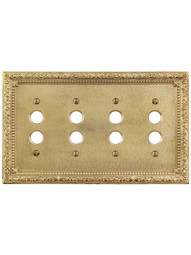 Alternate View of Floral Victorian Quad Gang Push Button Switch Plate.