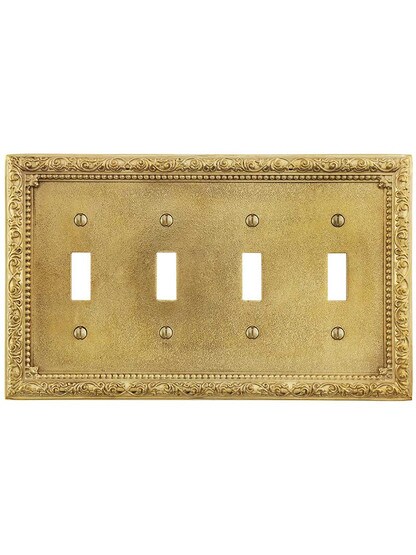 Alternate View of Floral Victorian Quad Gang Toggle Switch Plate.