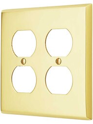 Traditional Forged Brass Double Gang Duplex Cover Plate.