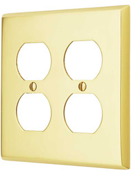 Traditional Forged Brass Double Gang Duplex Cover Plate.