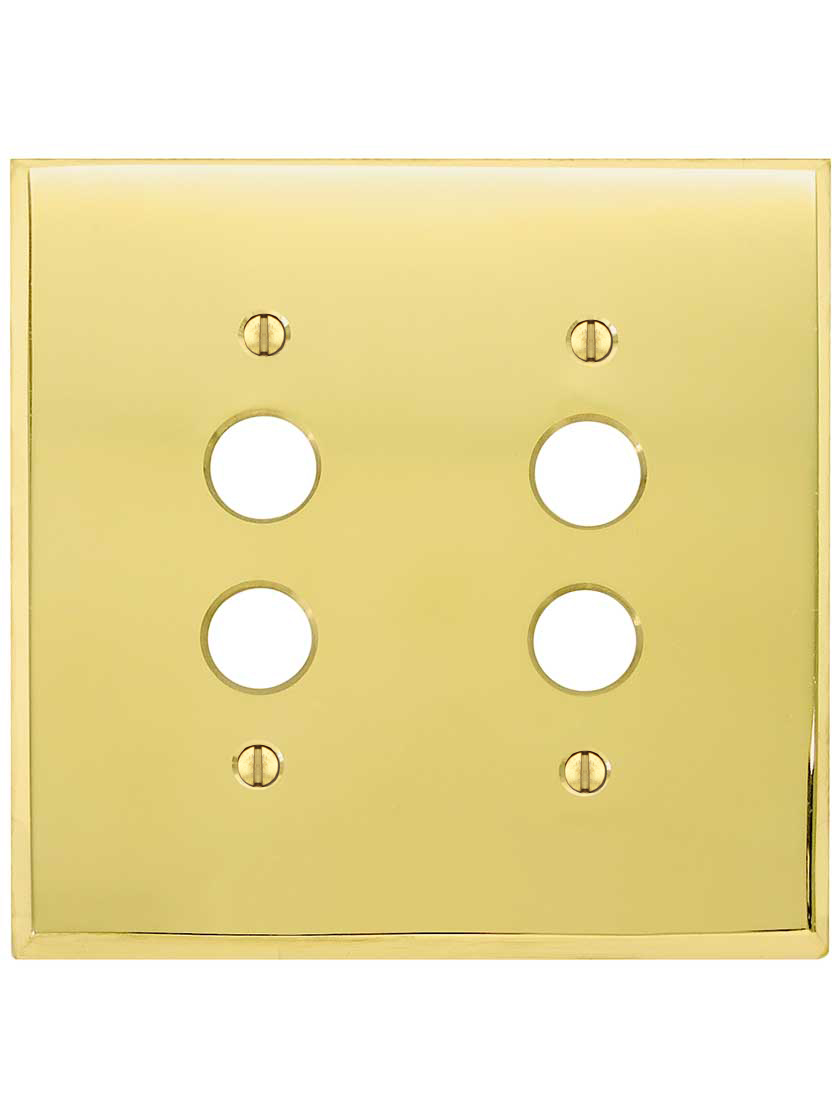 Alternate ViewJPG of Traditional Forged Brass Double Gang Push Button Switch Plate.