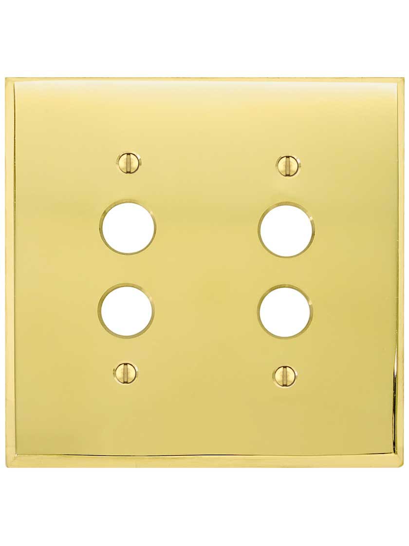 Alternate ViewJPG of Traditional Forged Brass Double Gang Push Button Switch Plate.