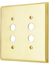 Traditional Double Gang Push Button Switch Plate In Forged Brass