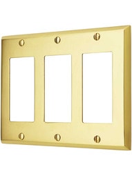 Traditional Triple GFI Cover Plate In Forged Brass