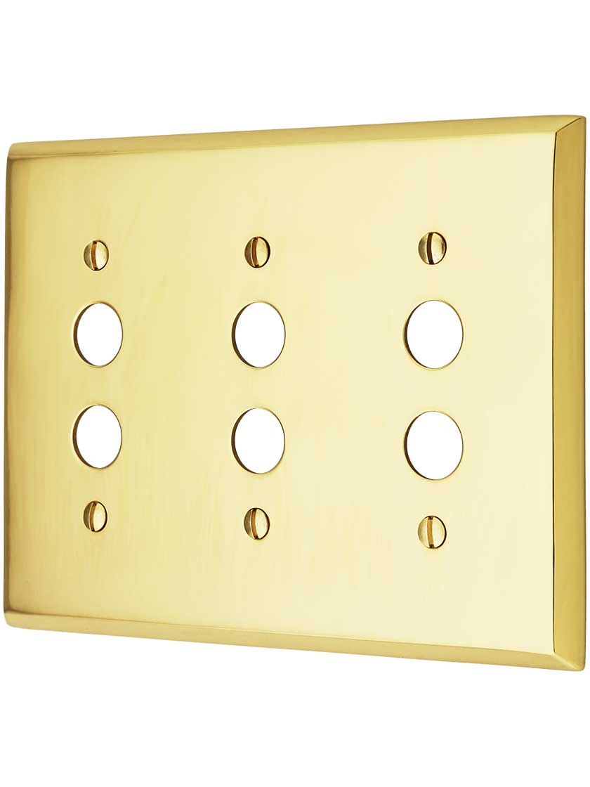 Traditional Triple Gang Push Button Switch Plate in Forged Brass