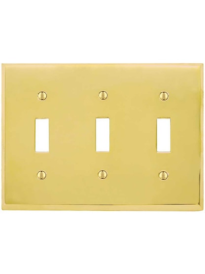 Alternate View of Traditional Forged Brass Triple Toggle Switch.