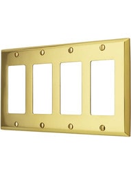 Traditional Forged Brass Quad Gang GFI Cover Plate Cover.