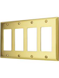 Traditional Forged Brass Quad Gang GFI Cover Plate Cover.
