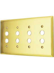 Traditional Quad Gang Push Button Switch Plate In Forged Brass