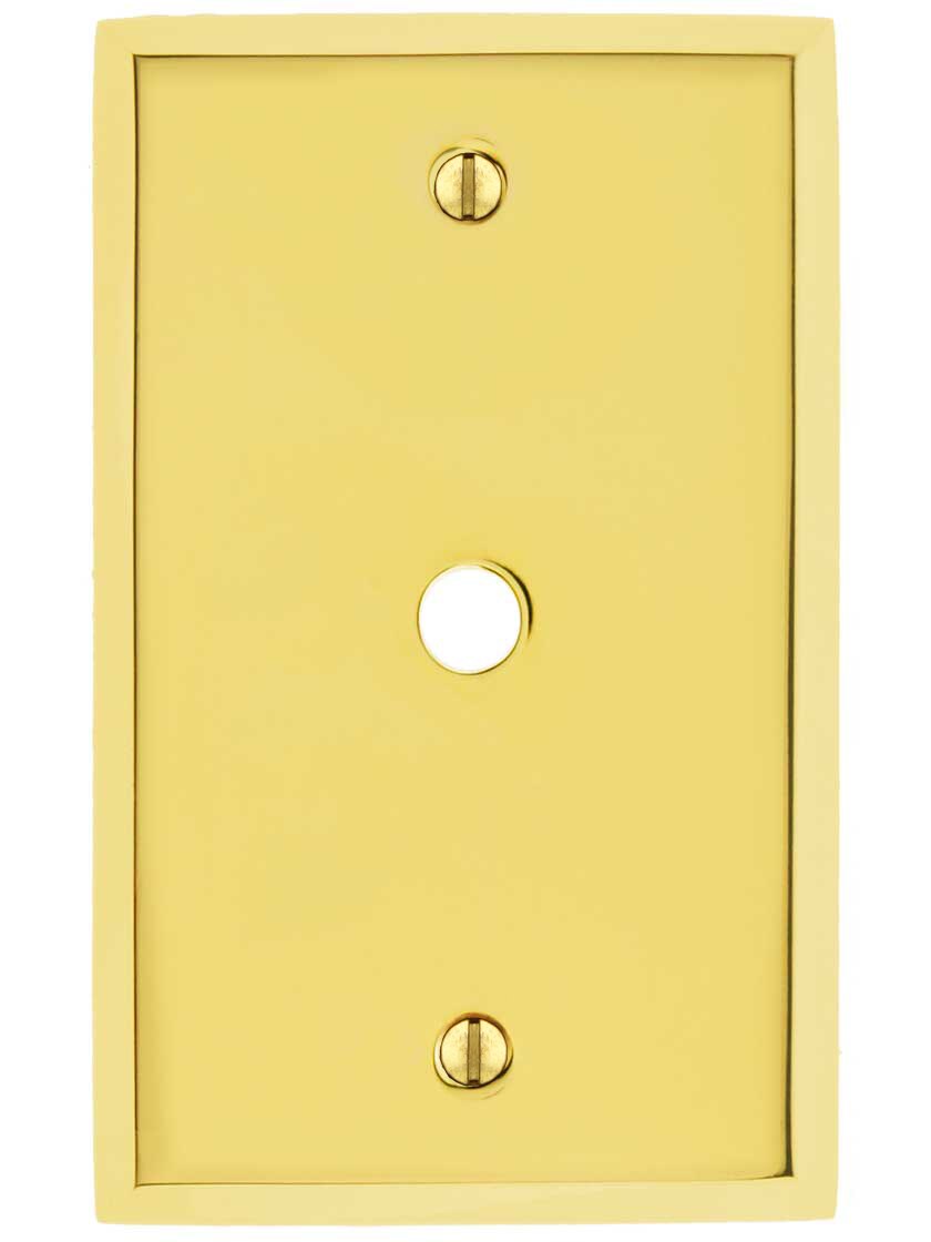 Traditional Single Gang Cable Outlet Cover Plate in Brass