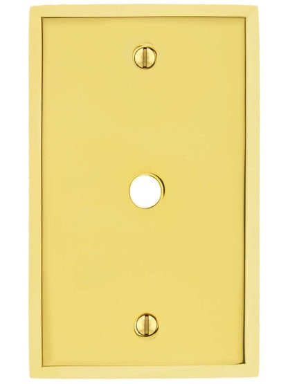 Alternate View of Traditional Forged Brass Single Gang Cable Outlet Cover Plate.