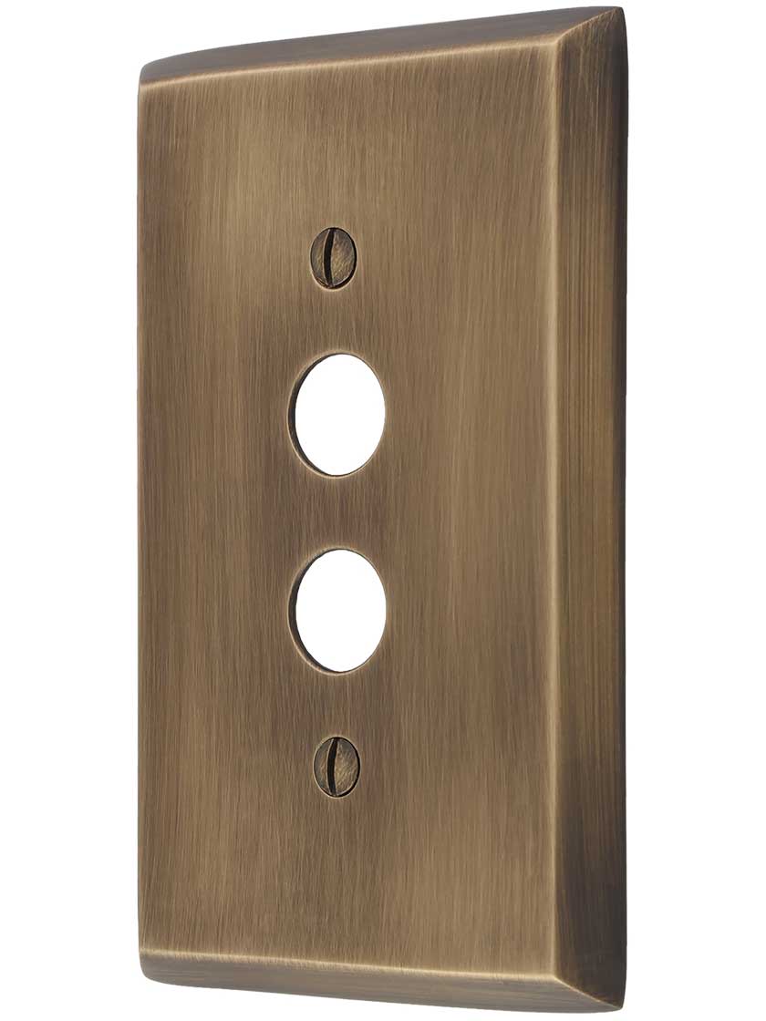 Traditional Forged Brass Single Gang Push Button Switch Plate in Antique-by-Hand