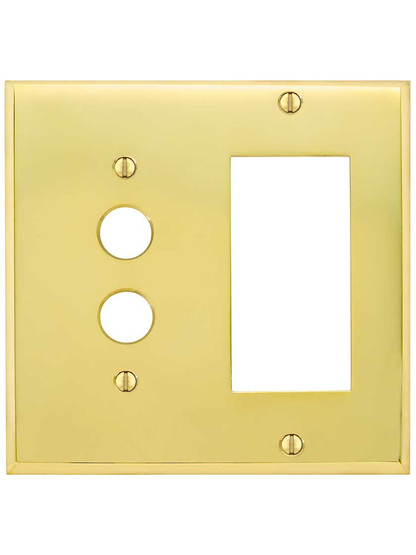 Alternate View of Traditional Forged Brass Push Button / GFI Combination Switch Plate.