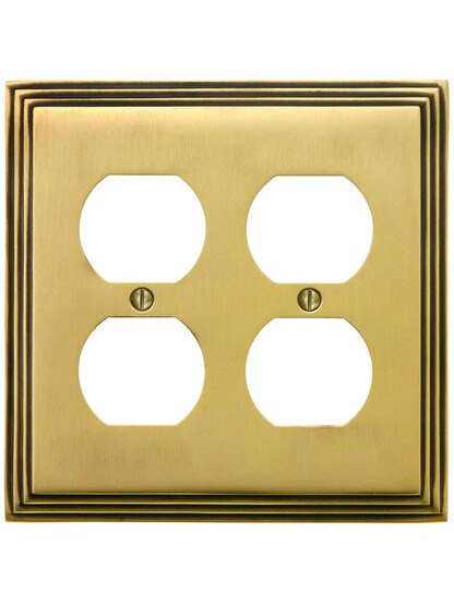 Alternate View of Mid-Century Duplex Outlet Cover - Double Gang.