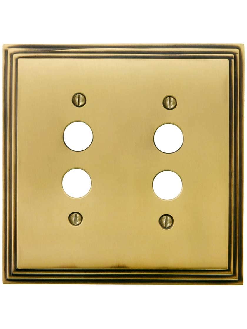 Alternate View of Mid-Century Push Button Switch Plate - Double Gang.