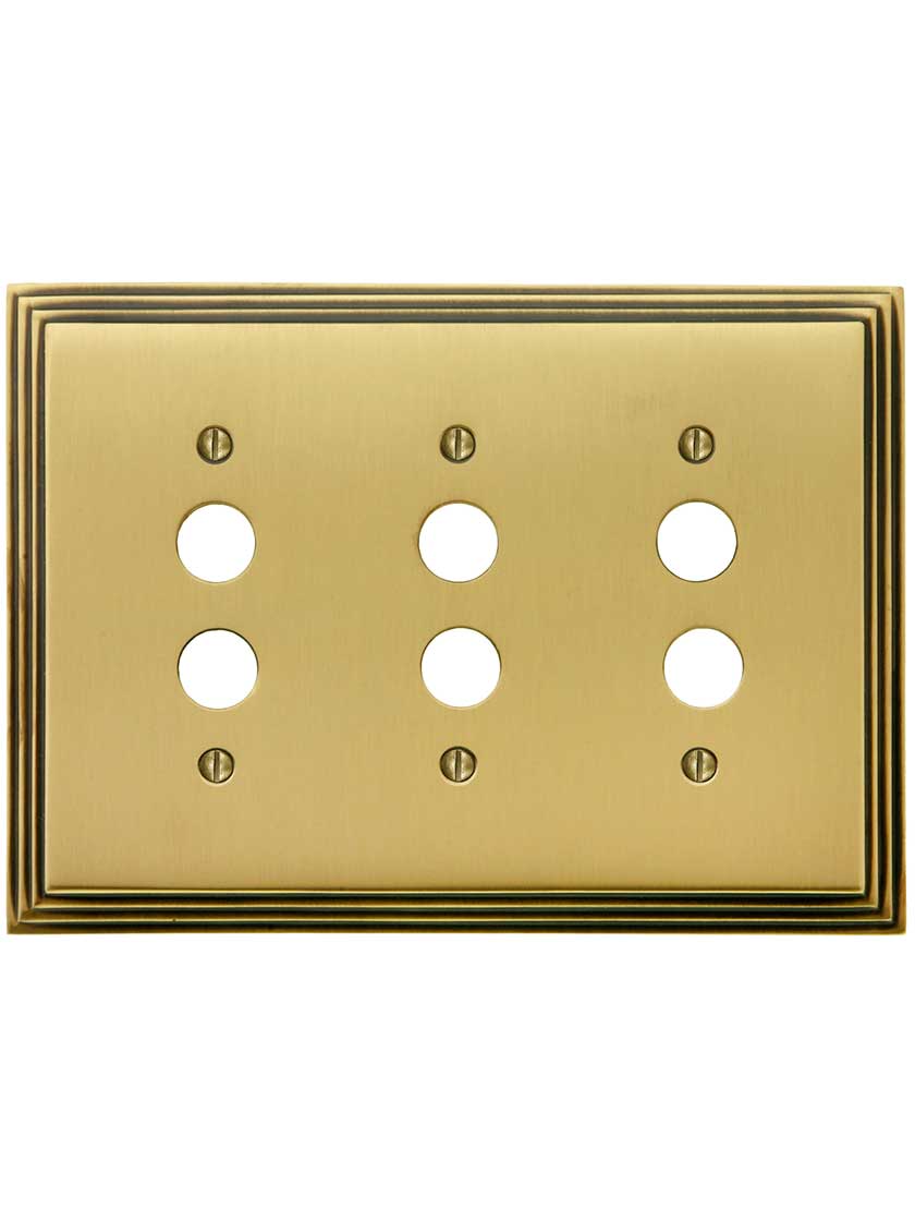 Alternate View of Mid-Century Push Button Switch Plate -Triple Gang.