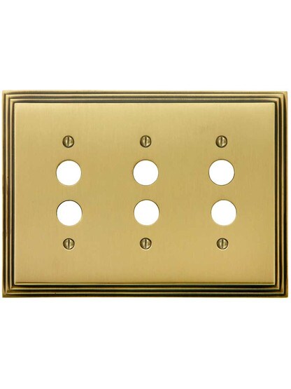 Alternate View of Mid-Century Push Button Switch Plate -Triple Gang.