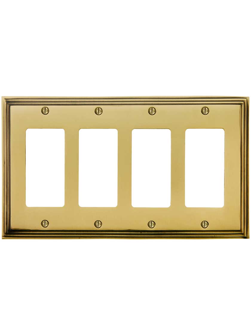 Alternate View of Mid-Century GFI / Decora Cover Plate - Quad Gang.