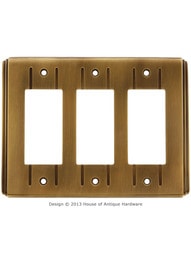 Streamline Deco GFI / Rocker Cover Plate - Triple Gang in Antique-By-Hand