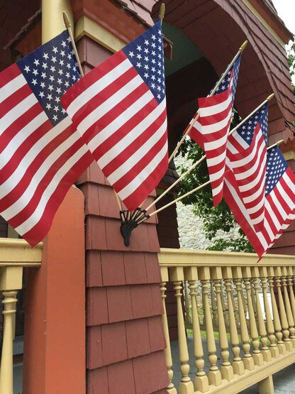 Alternate View of 5 Finger Cast Iron Flag Holder.