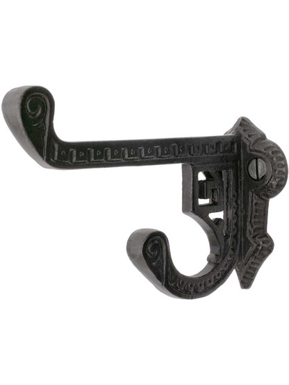 Ornate Cast-Iron Double Hook with Lacquer Finish