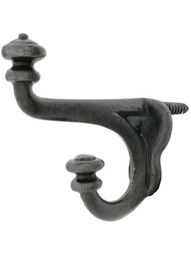 Small Cast-Iron Double Hook with Lacquer Antique Finish