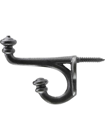 Alternate View of Small Cast-Iron Double Hook with Lacquer Antique Finish.