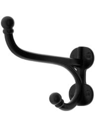 Large Iron Harness Double Hook in Matte Black Finish