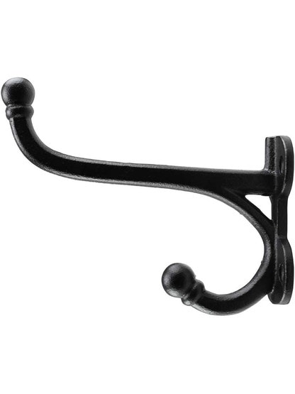 Alternate View of Large Iron Harness Double Hook in Matte Black Finish.