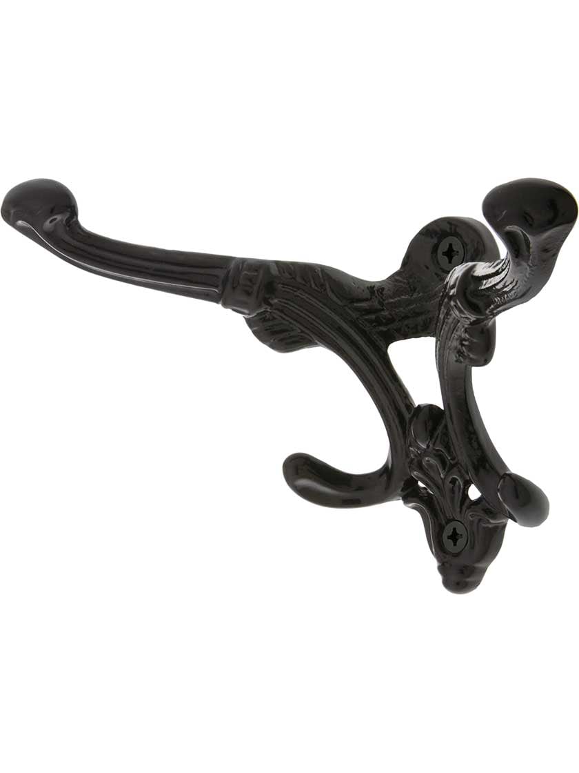 Cast Iron Double Hat & Coat Hook with Black-Powder Coat