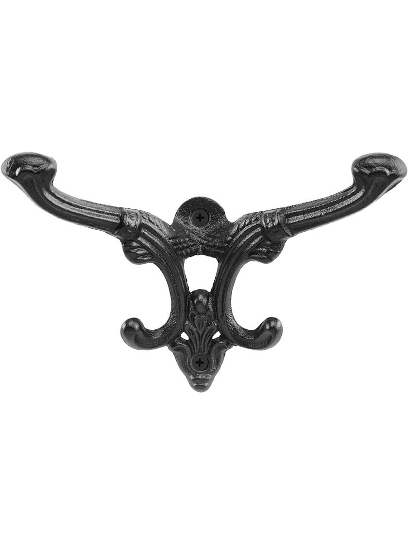 Cast Iron Double Hat & Coat Hook with BlackPowder Coat House of Antique Hardware