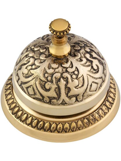 Solid Brass Victorian Desk Bell in Polished Brass.