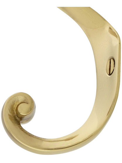 Alternate View 2 of Large Scroll Design Brass Hook With Choice of Finish