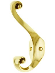 Large Scroll Design Brass Hook With Choice of Finish