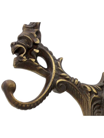 Figural Brass Coat & Hat Hook In Antique-By-Hand