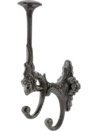 7" Decorative Cast-Iron Triple Coat Hook with Lacquer Finish