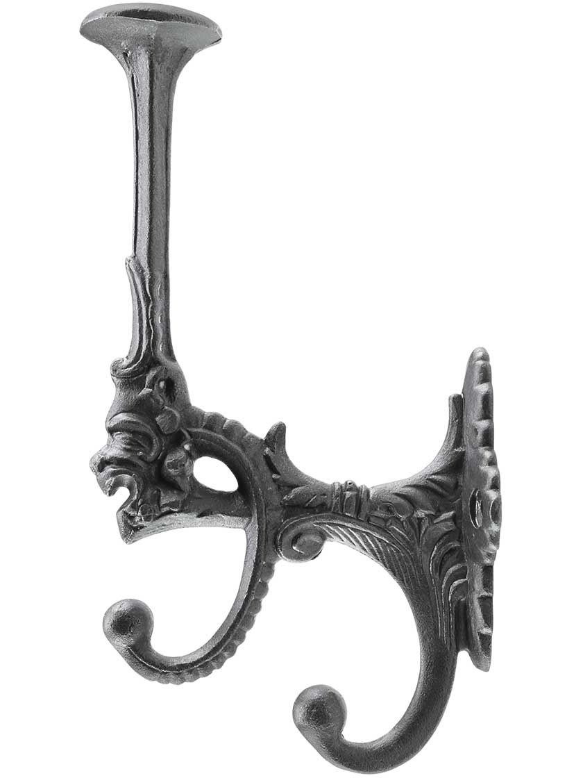 7" Decorative CastIron Triple Coat Hook with Lacquer Finish House of