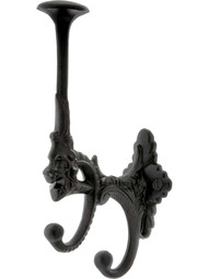 7 inch Decorative Cast-Iron Triple Hook with Black-Powder Coat.