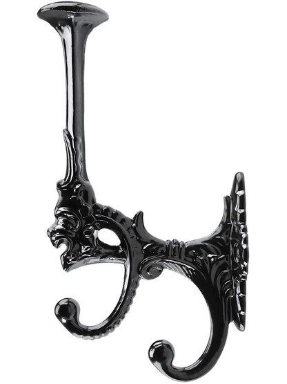 Alternate View of 7 inch Decorative Cast-Iron Triple Hook with Black-Powder Coat.