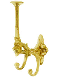 Figural Brass Coat and Hat Hook With Choice of Finish