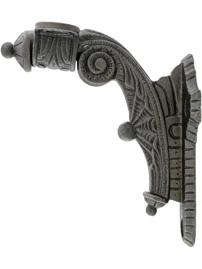 Alternate View of Spider Web Motif Handrail Bracket in Lacquered Iron.
