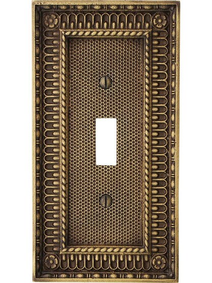 Alternate View of Pisano Single Toggle Switch Plate In Antique-By-Hand.